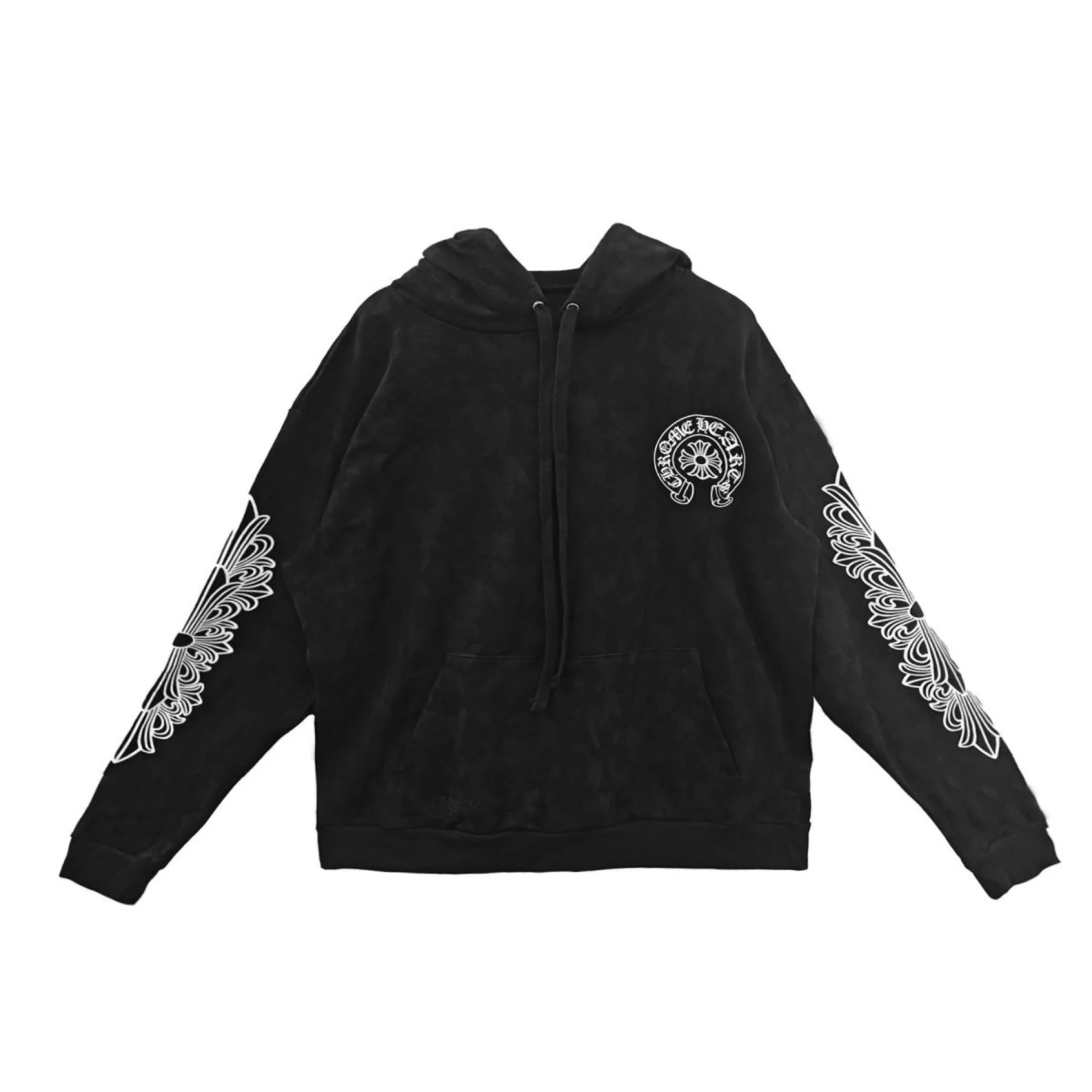 Black Tonal Monogram Scroll Horseshoe Logo Hoodie