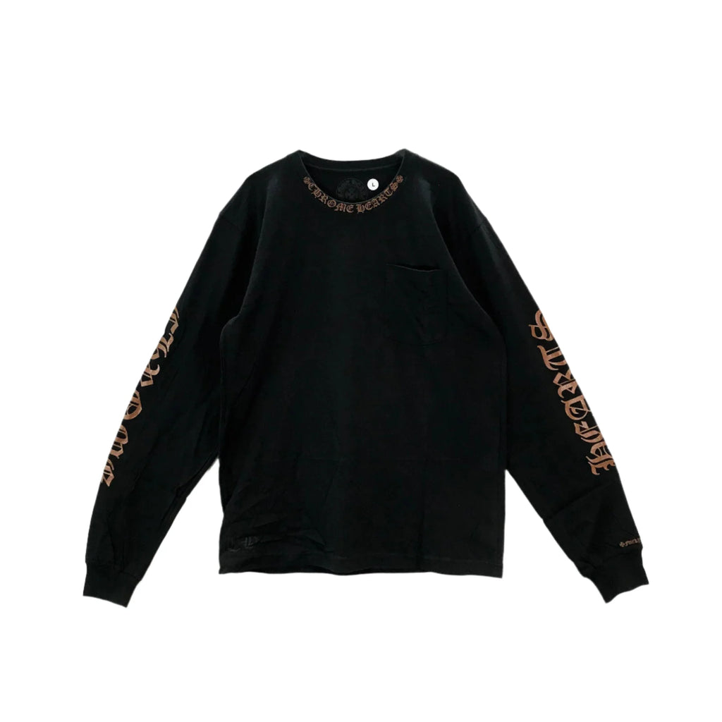 Collar Script Logo In Brown Long Sleeve T-Shirt