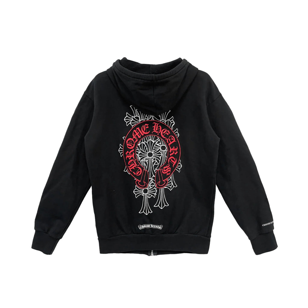 Red Horseshoe Logo Zip Up Hoodie