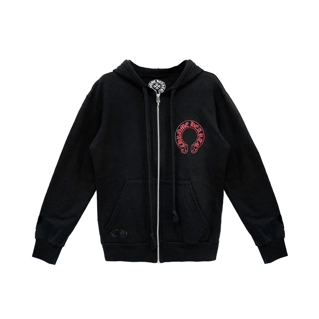 Red Horseshoe Logo Zip Up Hoodie